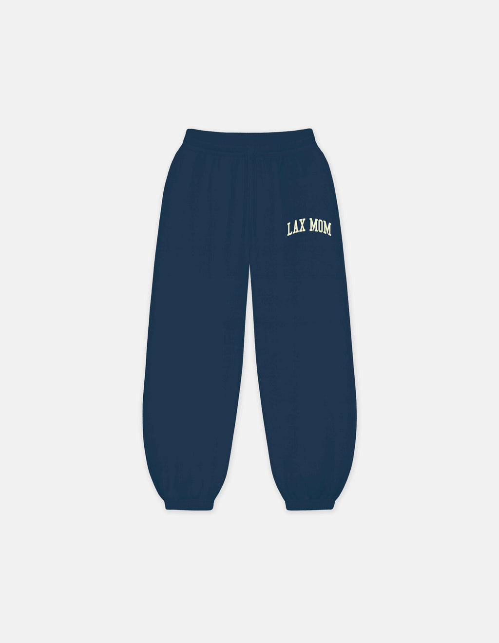 Lax Mom navy sweatpants front