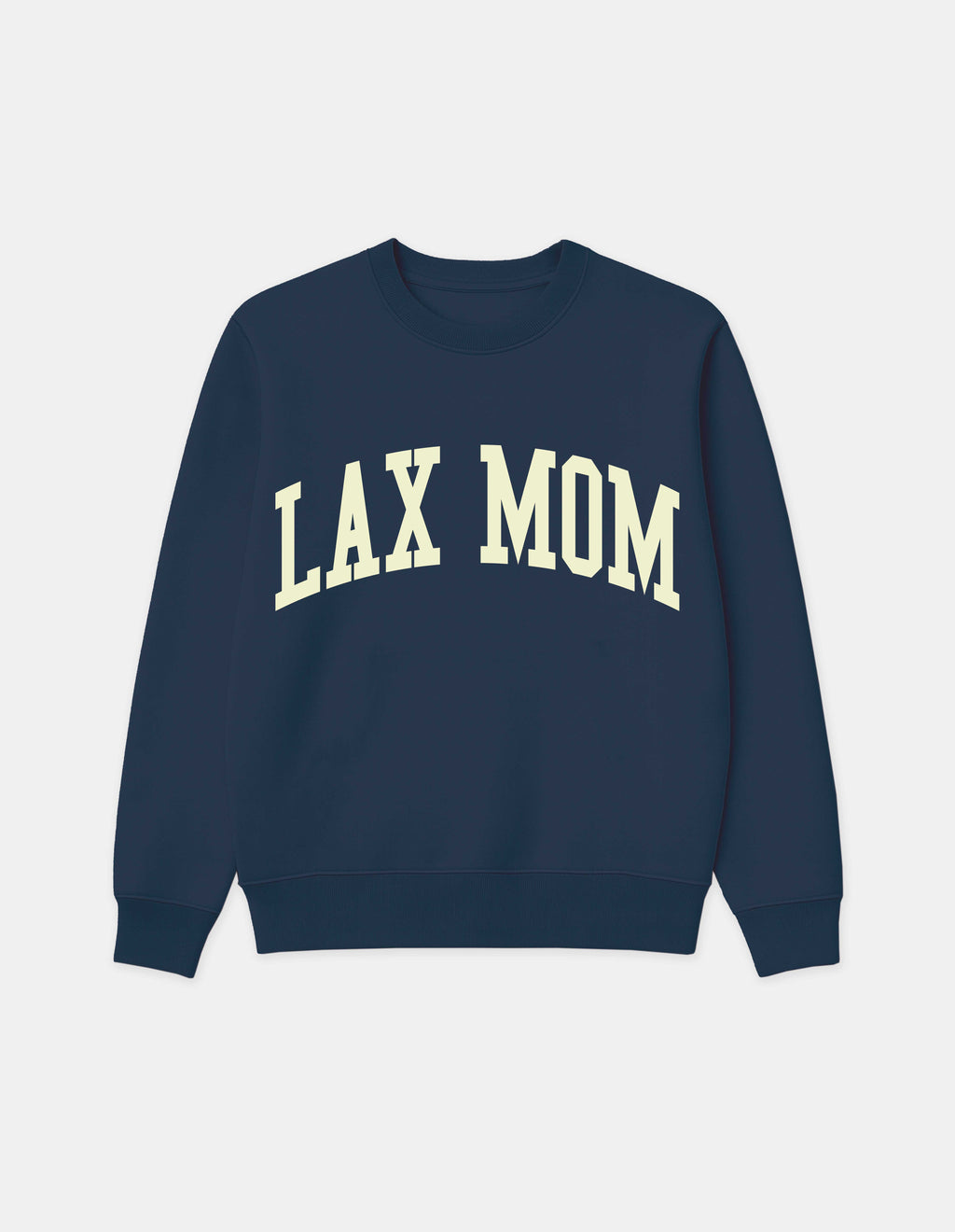 Lax Mom navy crewneck sweatshirt front