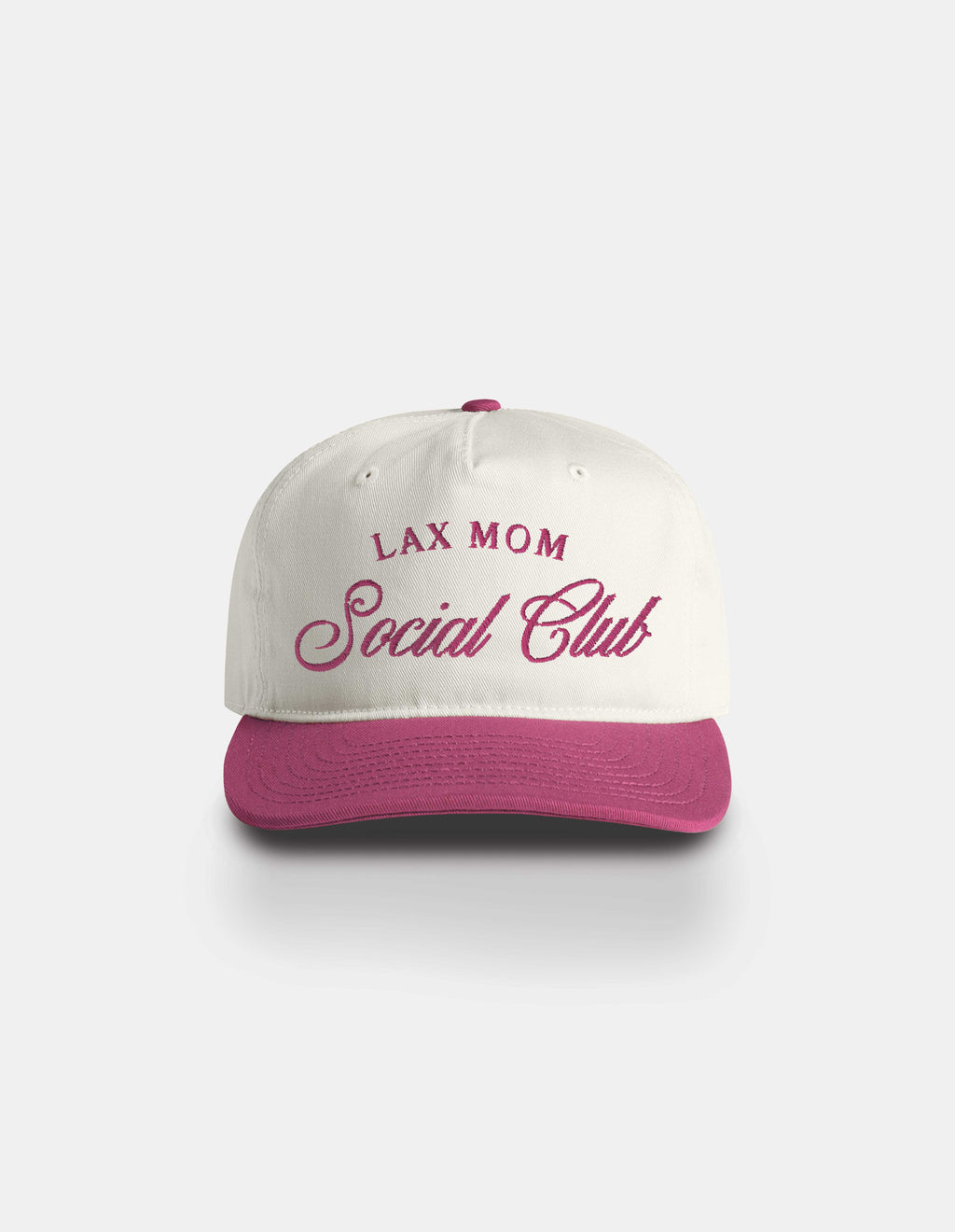 Lax Mom white and pink snapback hat front