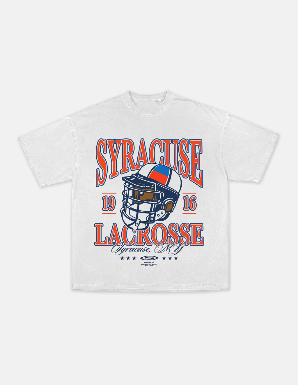 Syracuse white lacrosse graphic tee front